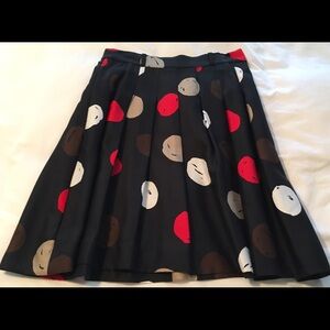Kate Spade Black A-Line Skirt with Red and White Dots